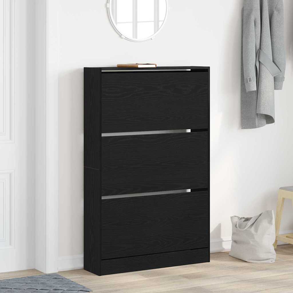Scarpiera VidaXL rovere nero 80 x 21 x 125,5 cm rifinito in legno