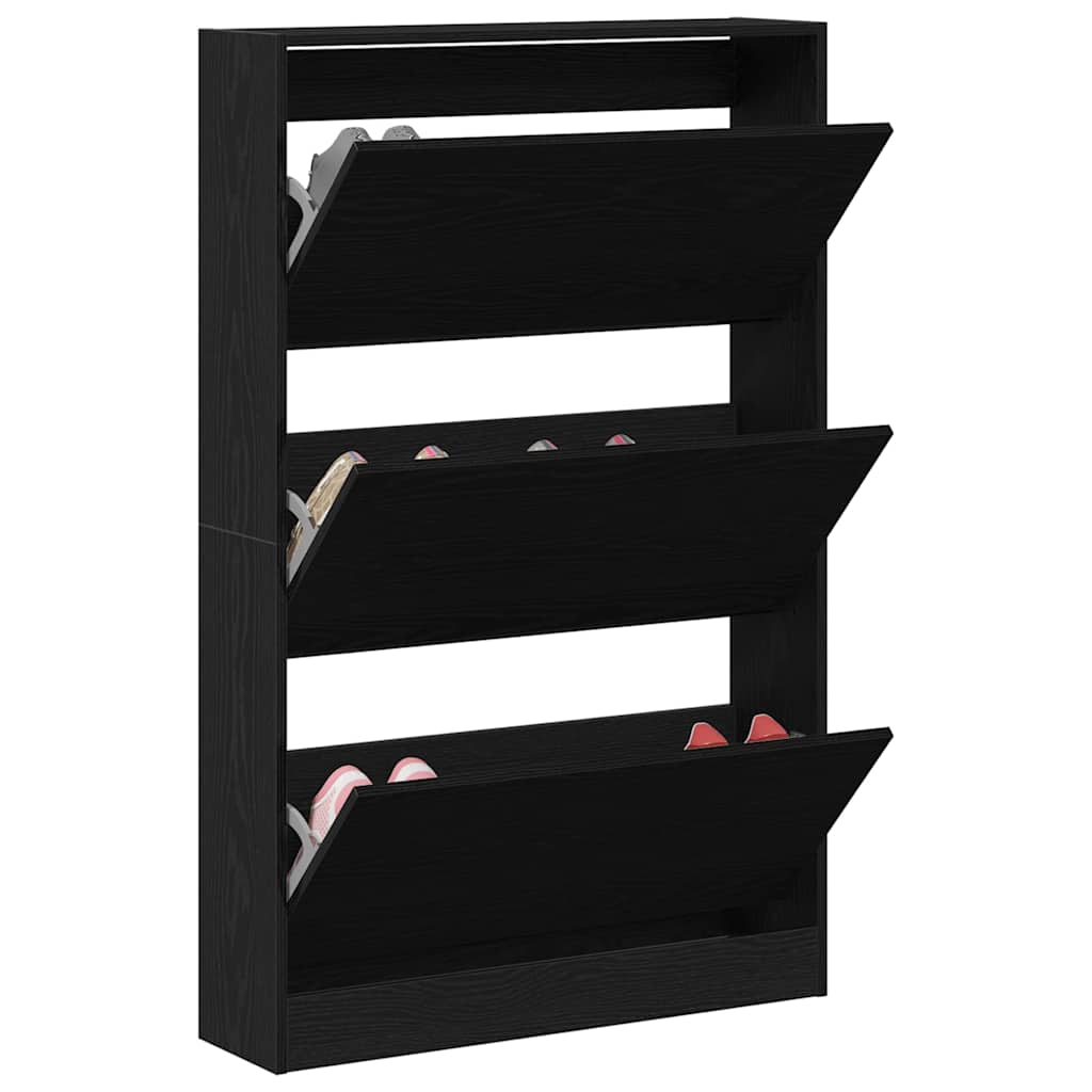 Scarpiera VidaXL rovere nero 80 x 21 x 125,5 cm rifinito in legno