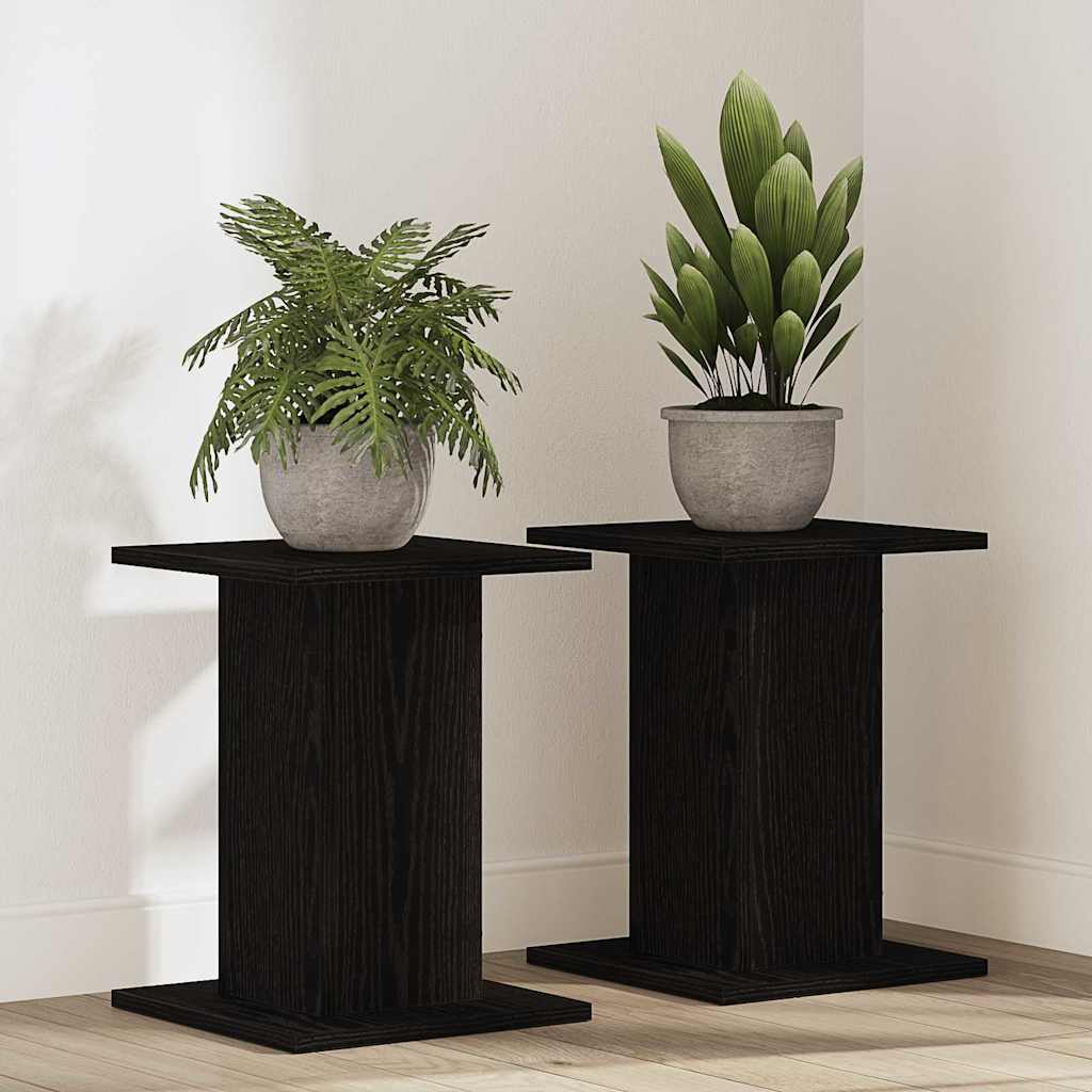 Vidaxxl soporte para plantas 2 piezas roble negro 30 x 30 x 40 cm madera contrachapada