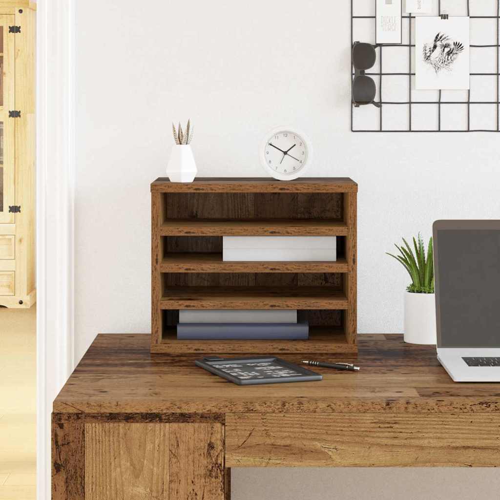 Vidaxx organizer da scrivania in legno vecchio 36 x 26 x 29,5 cm in legno lavorato