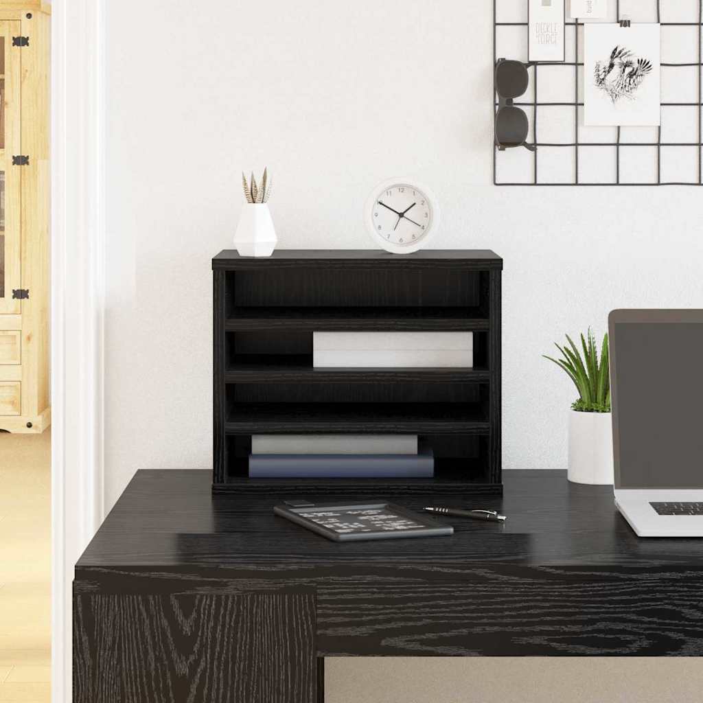 VidaXL organizer da scrivania rovere nero 36 x 26 x 29,5 cm rifinito in legno