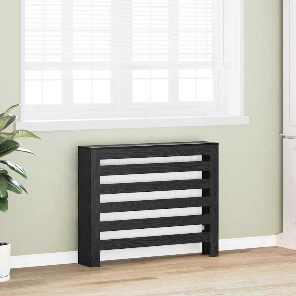 Vidaxxl cubierta para radiador roble negro 104 x 20 x 82 cm madera contrachapada