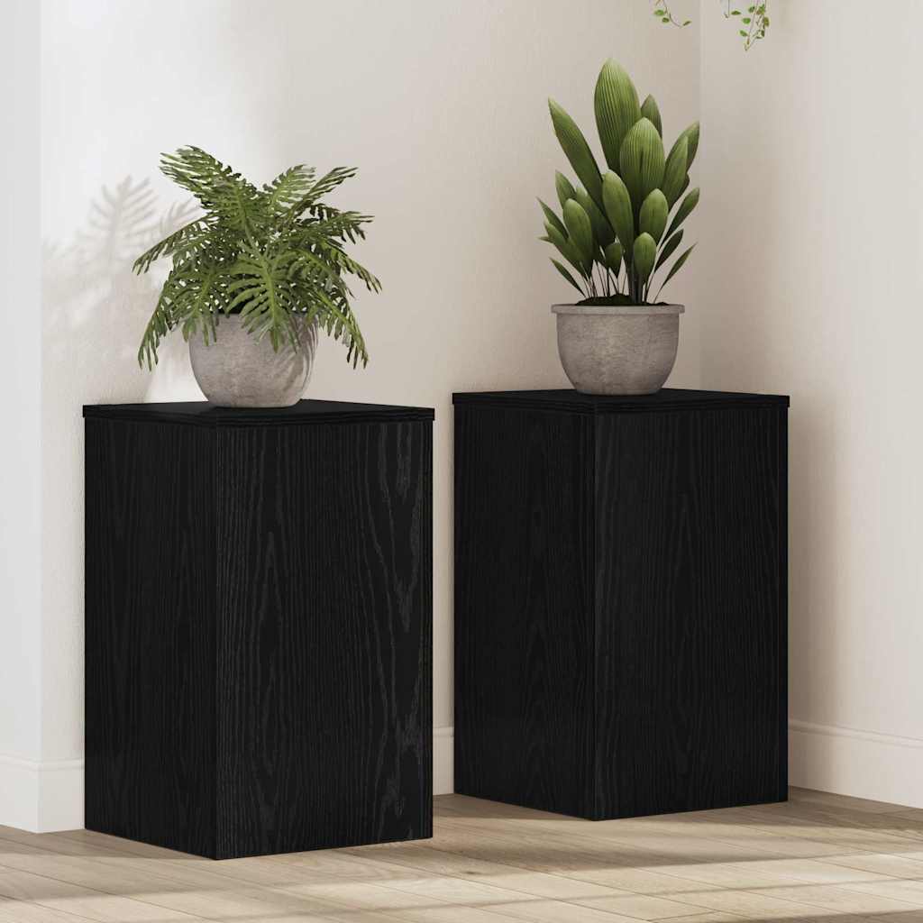 Supporto per piante Vidaxxl 2 pezzi rovere nero 30 x 30 x 50 cm in legno composito