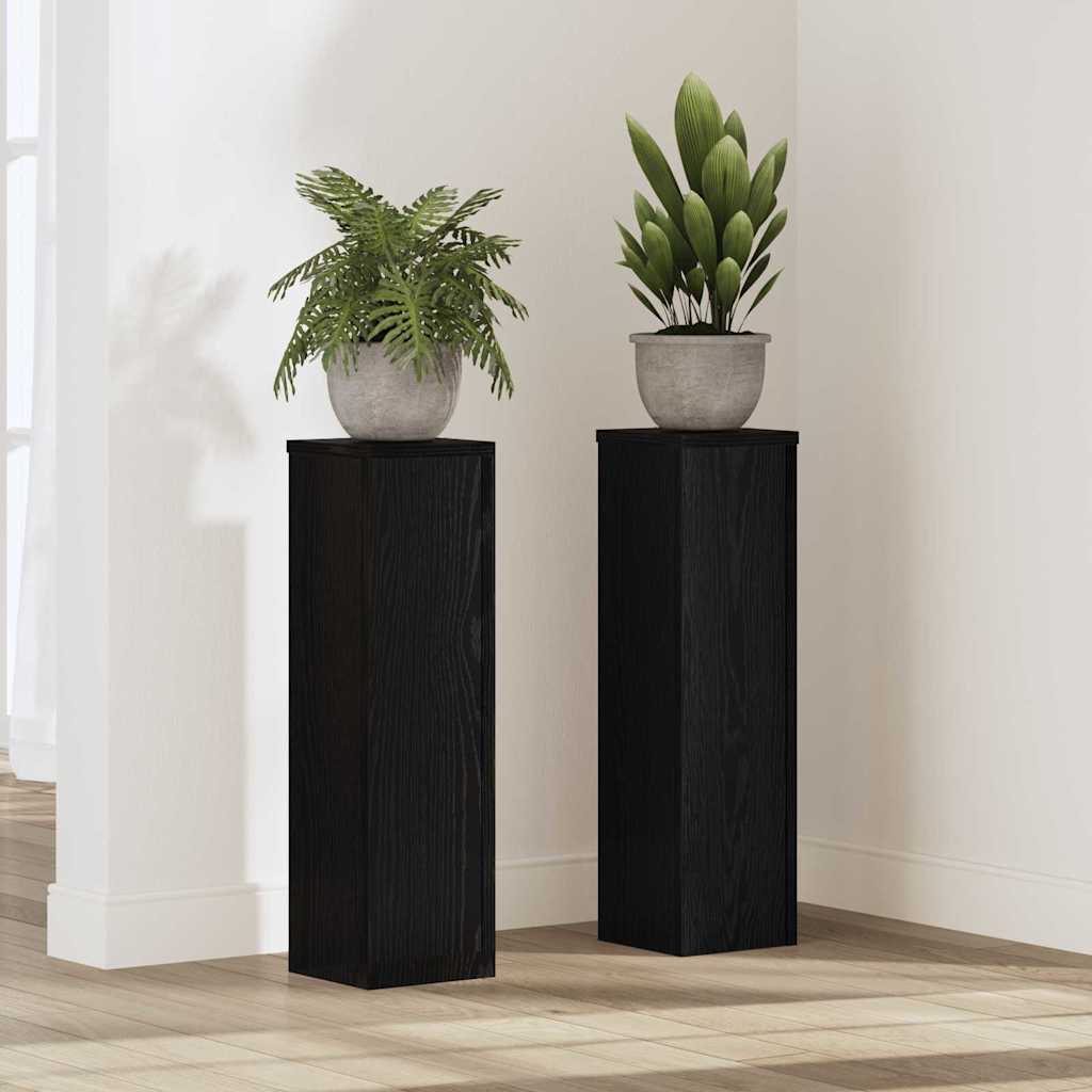 Supporto per piante Vidaxxl 2 pezzi rovere nero 17 x 17 x 60 cm in legno lavorato