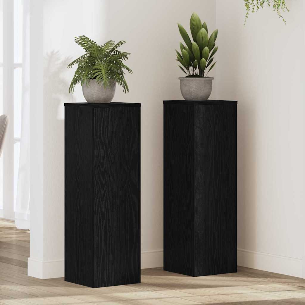 Supporto per piante Vidaxxl 2 pezzi rovere nero 25 x 25 x 80 cm in legno composito