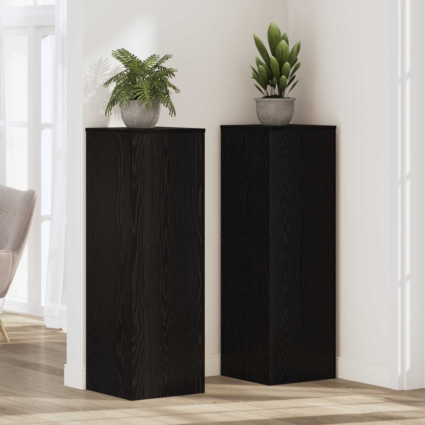 Supporto per piante Vidaxx rovere nero 33 x 33 x 100 cm in legno lavorato