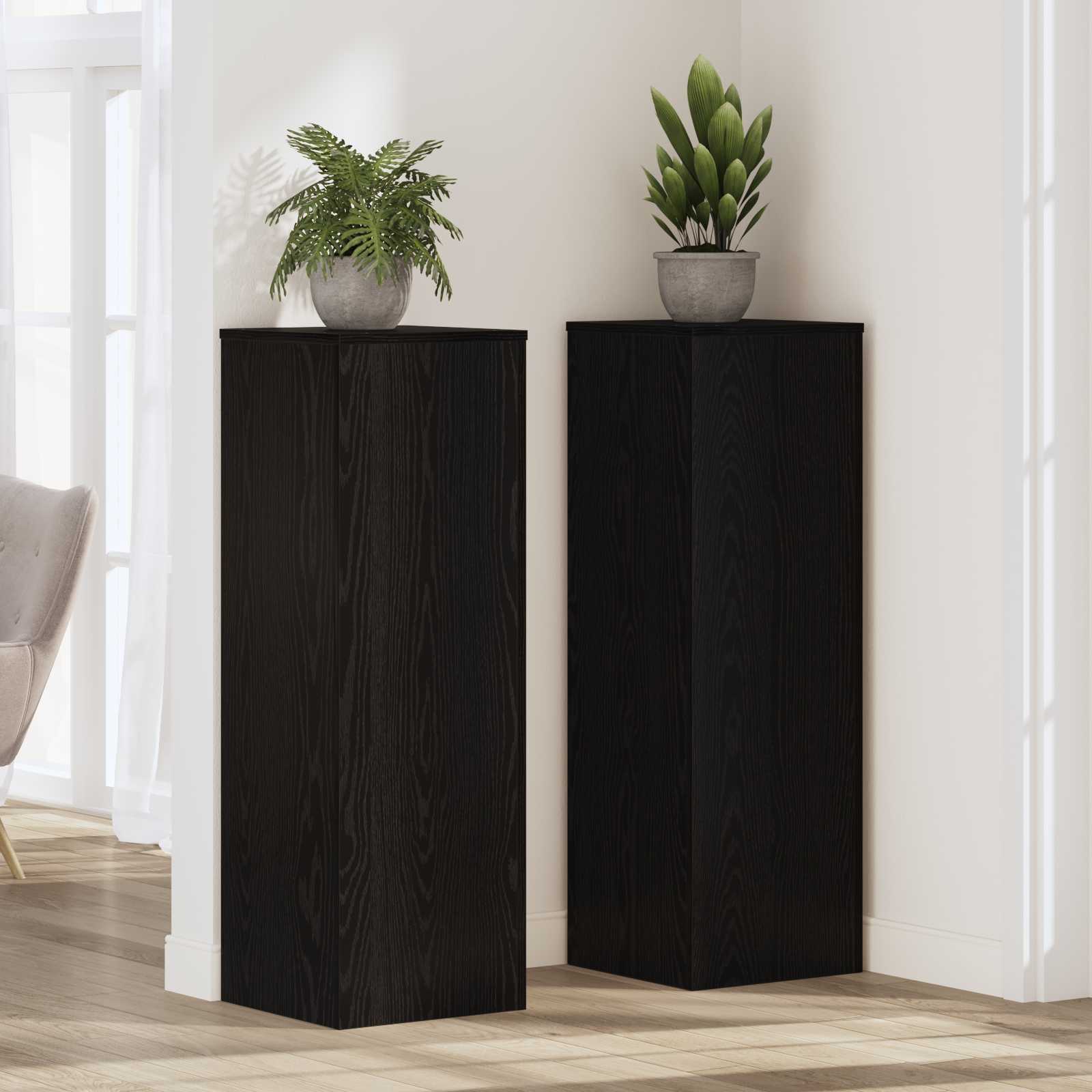 Supporto per piante Vidaxx rovere nero 33 x 33 x 100 cm in legno lavorato