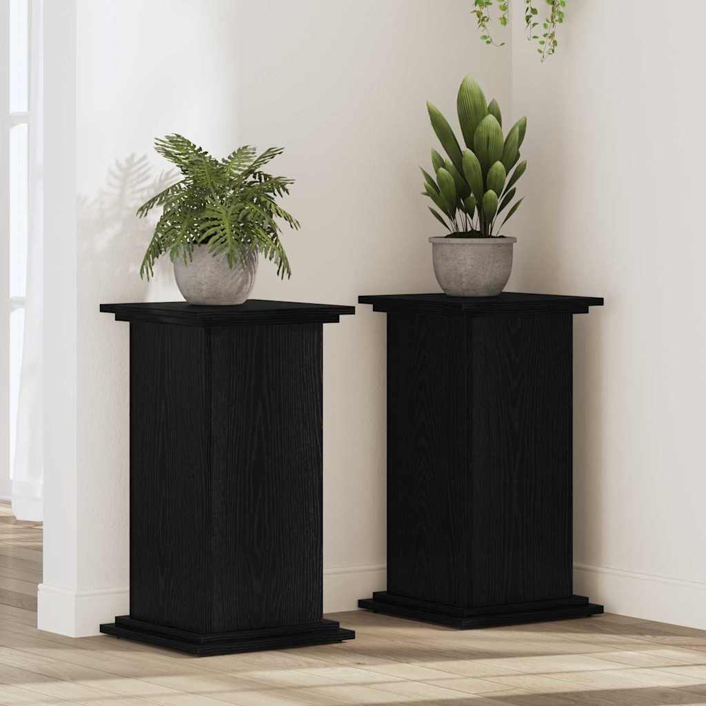 Supporto per piante Vidaxxl rovere nero 33 x 33 x 60 cm in legno lavorato