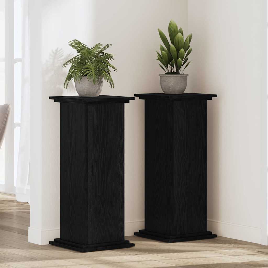 Supporto per piante Vidaxxl rovere nero 33 x 33 x 100 cm in legno lavorato