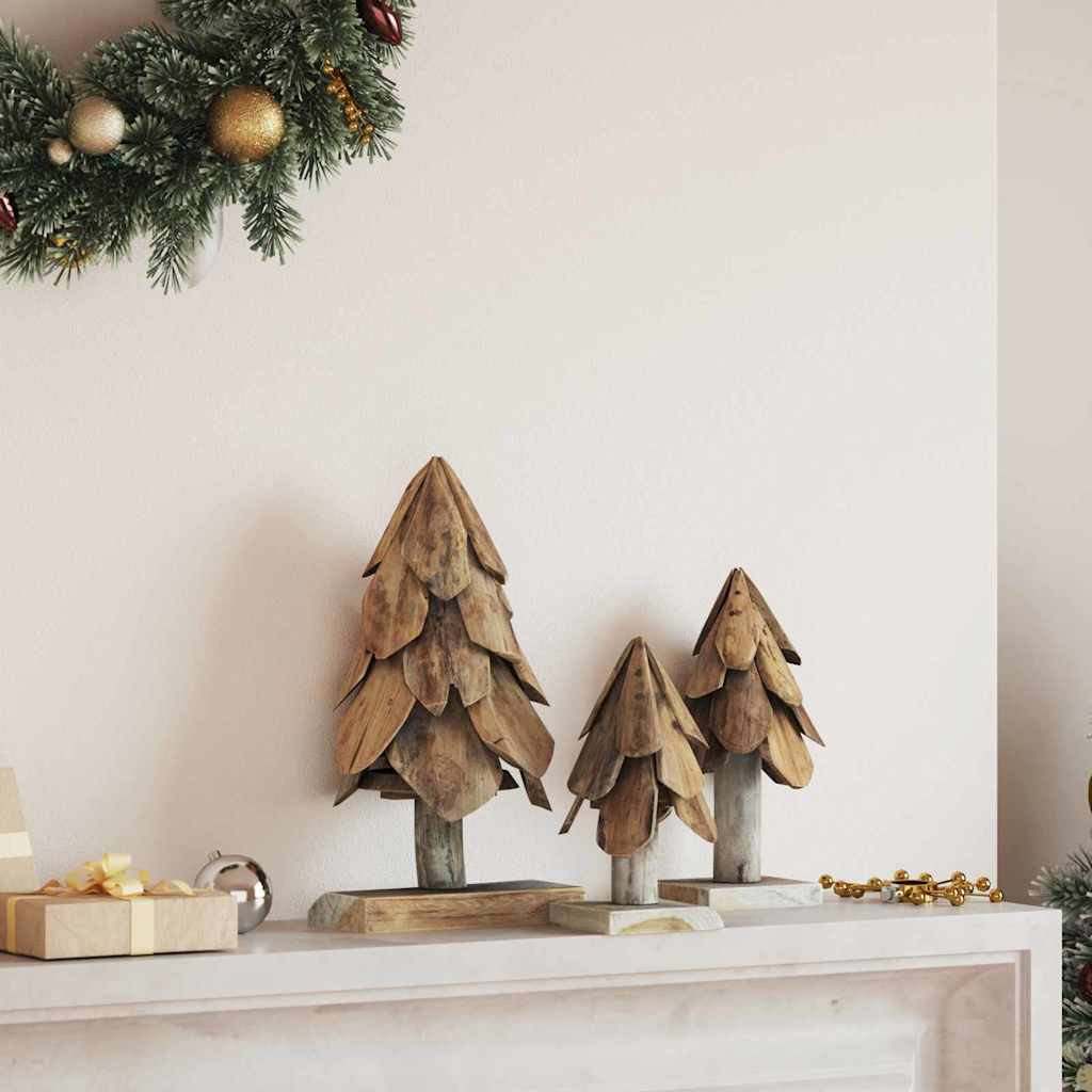 Vidaxl kerstboom met standaard 3 pcs bruin massief teakhout