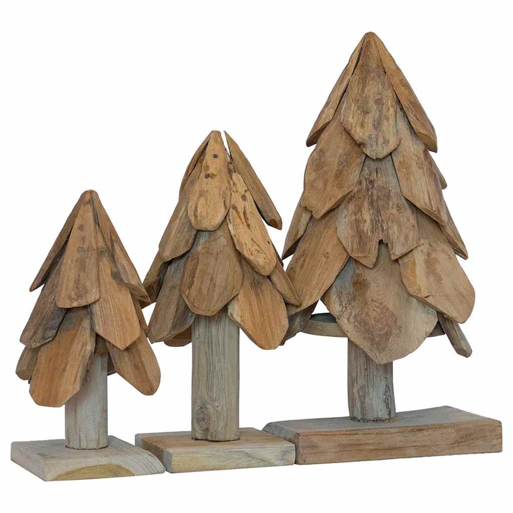 Vidaxl kerstboom met standaard 3 pcs bruin massief teakhout