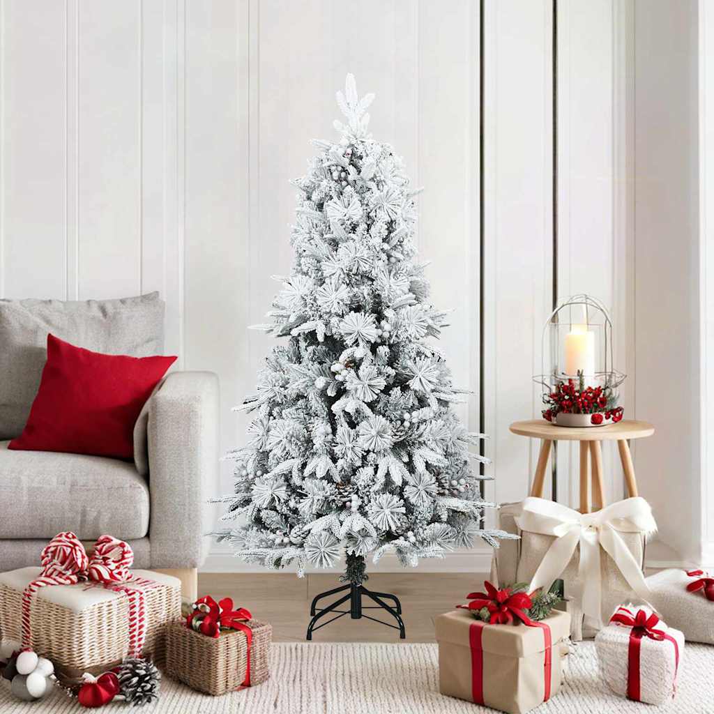 Vidaxl árbol de Navidad artificial con ramas de plumas, blanco nieve 150 cm