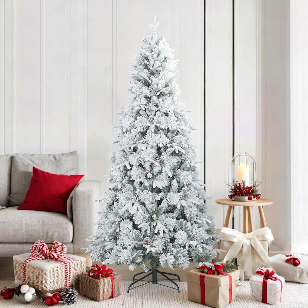 Vidaxl albero di Natale artificiale con rami piumati, bianco innevato, 180 cm