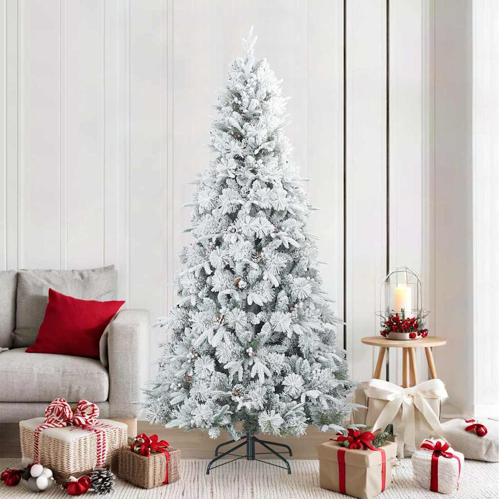 Vidaxl árbol de Navidad artificial con ramas de plumas, blanco nieve 210 cm