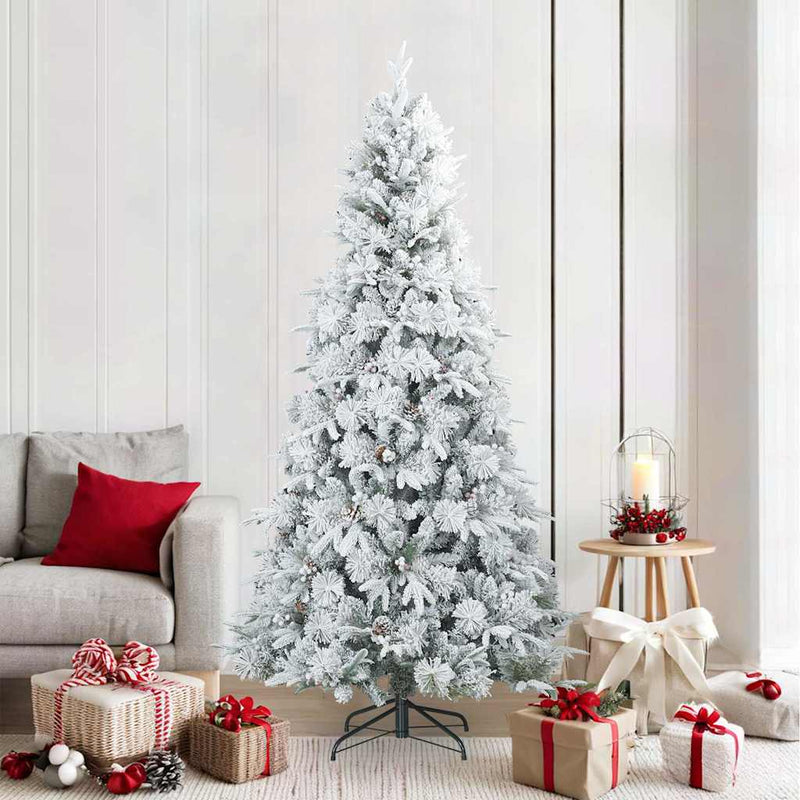 Vidaxl árbol de Navidad artificial con ramas de plumas, blanco nieve 210 cm