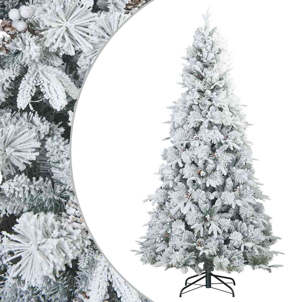Vidaxl kunst kerstboom met geveerde takken, sneeuw bedekt wit 240 cm