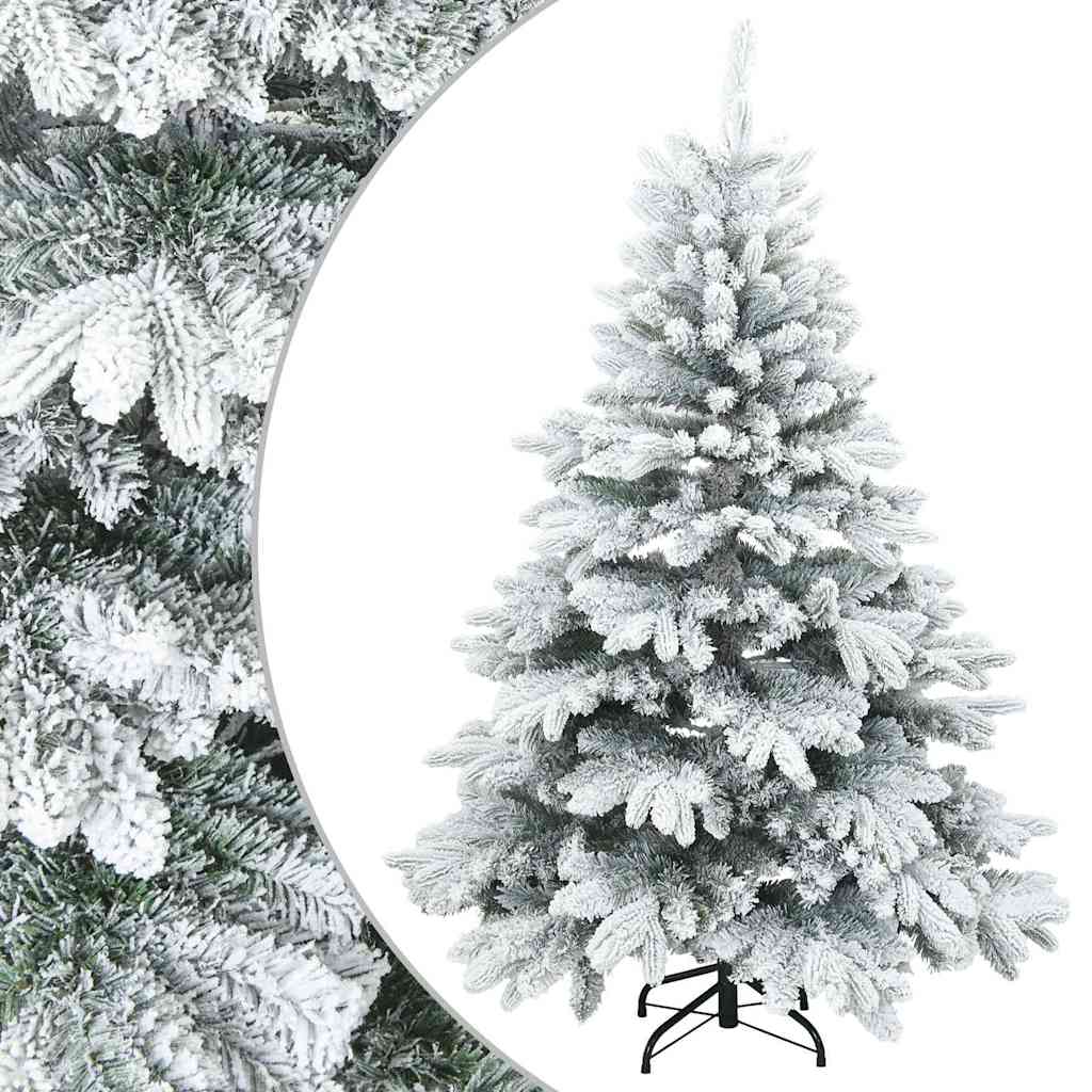 Vidaxl albero di Natale artificiale con rami piumati, bianco innevato, 150 cm
