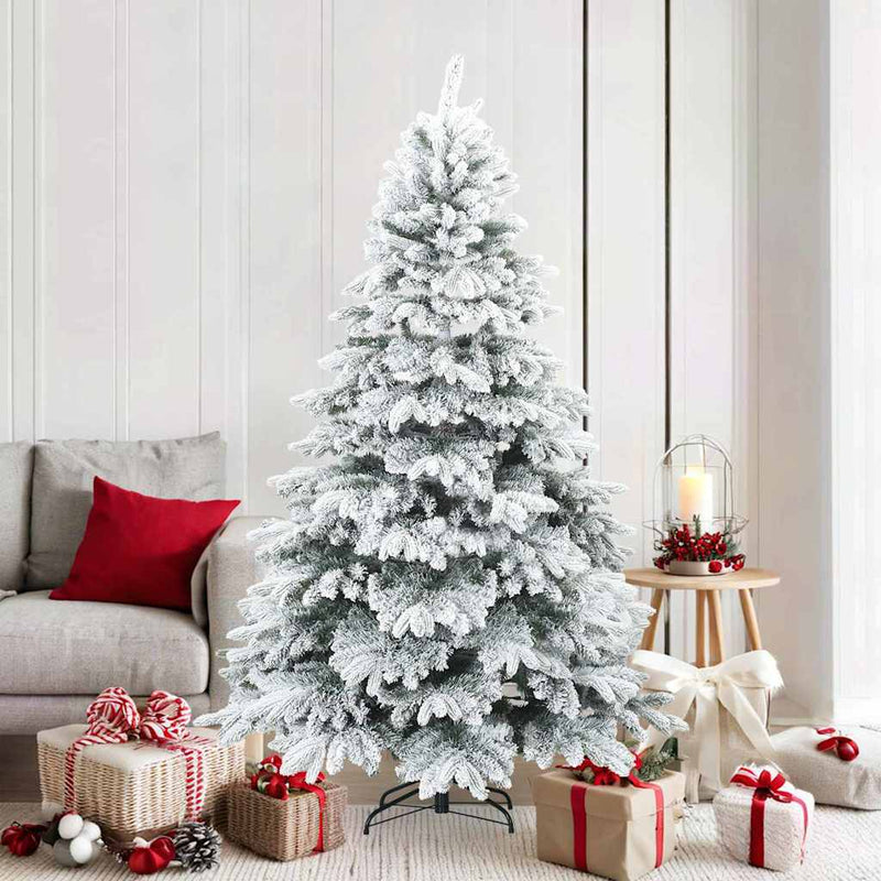 Vidaxl árbol de Navidad artificial con ramas de plumas, blanco nieve 180 cm
