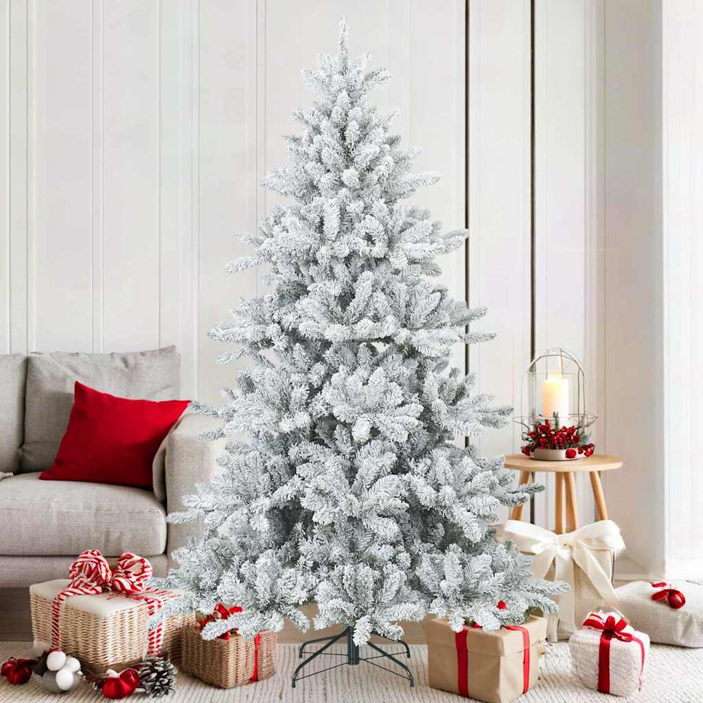 Vidaxl árbol de Navidad artificial con ramas de plumas, blanco nieve 180 cm