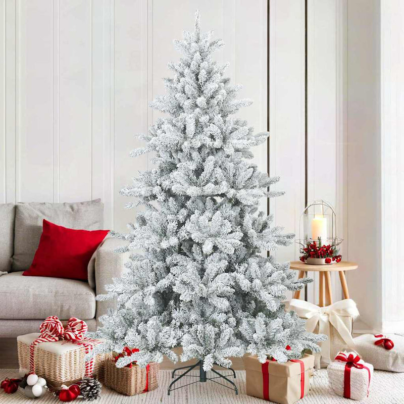 Vidaxl árbol de Navidad artificial con ramas de plumas, blanco nieve 180 cm