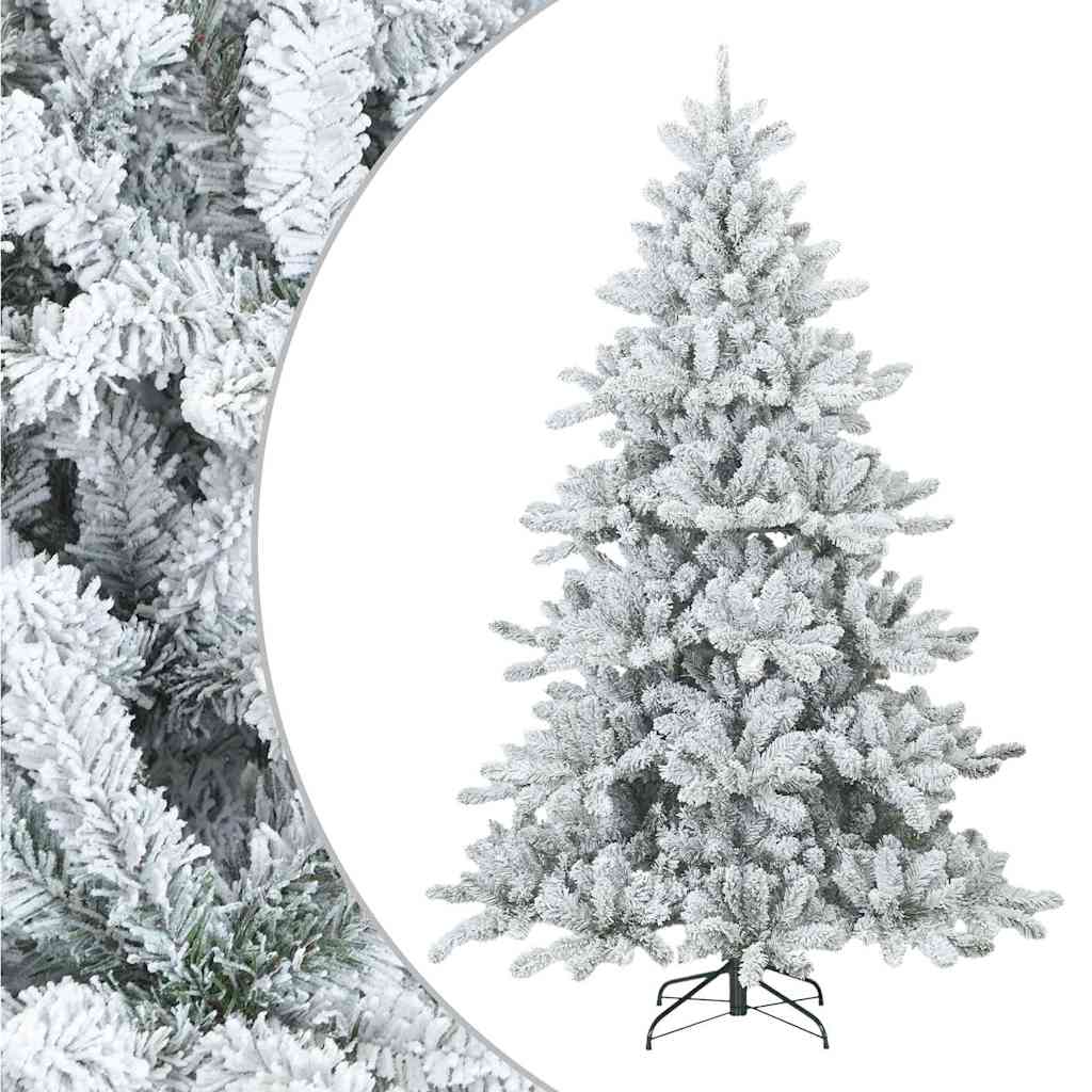 Vidaxl kunst kerstboom met geveerde takken, sneeuw bedekt wit 210 cm