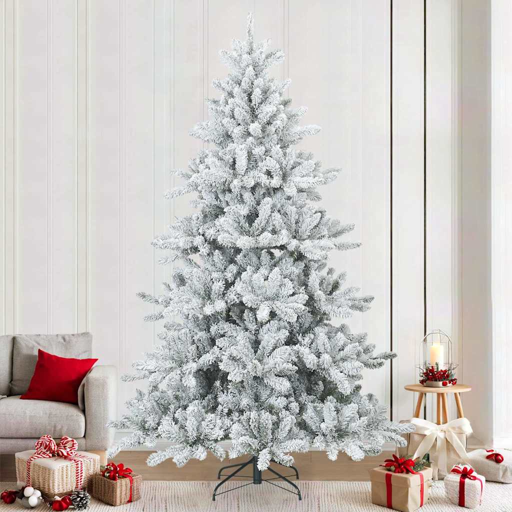 Vidaxx árbol de Navidad artificial con ramas de plumas, blanco nieve 240 cm
