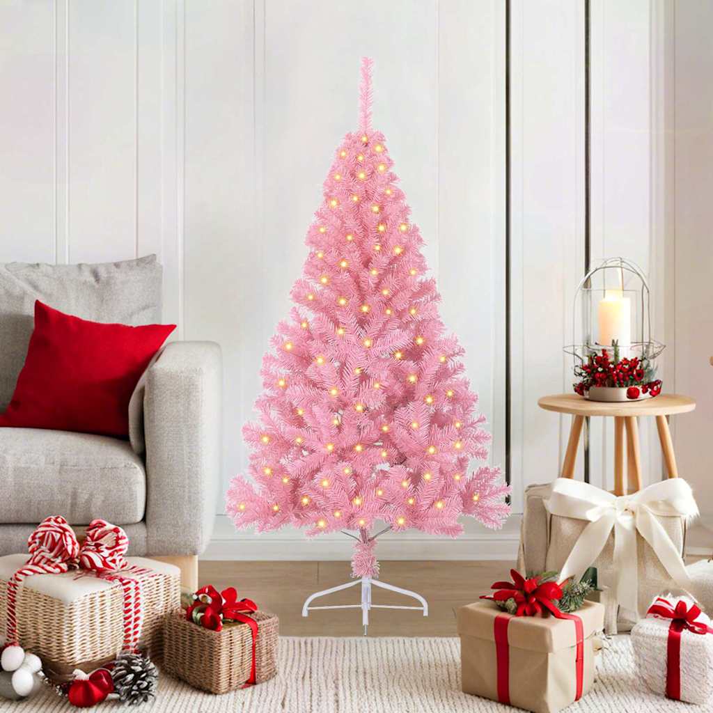VidaXL albero di Natale artificiale preilluminato con 150 LED rosa 120 cm in PVC