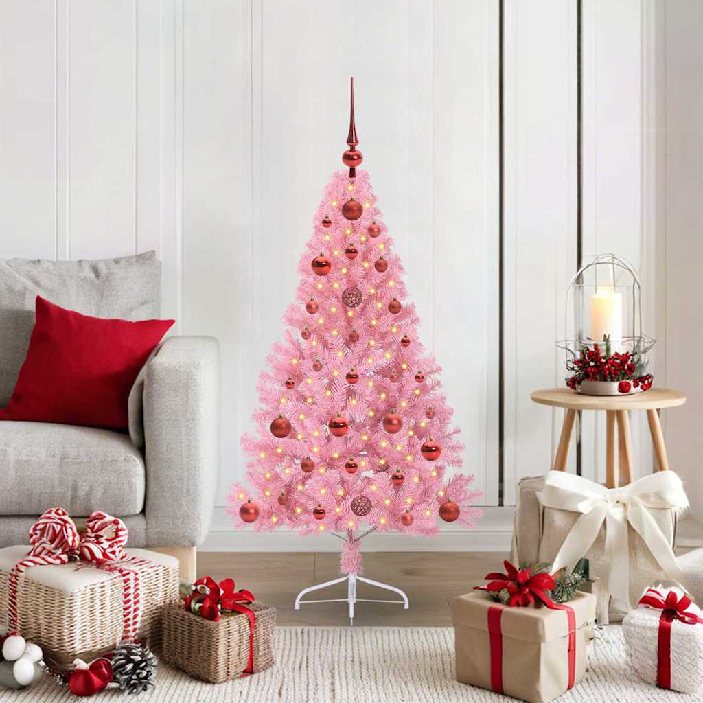 VidaXL albero di Natale artificiale preilluminato con 150 LED rosa 120 cm in PVC