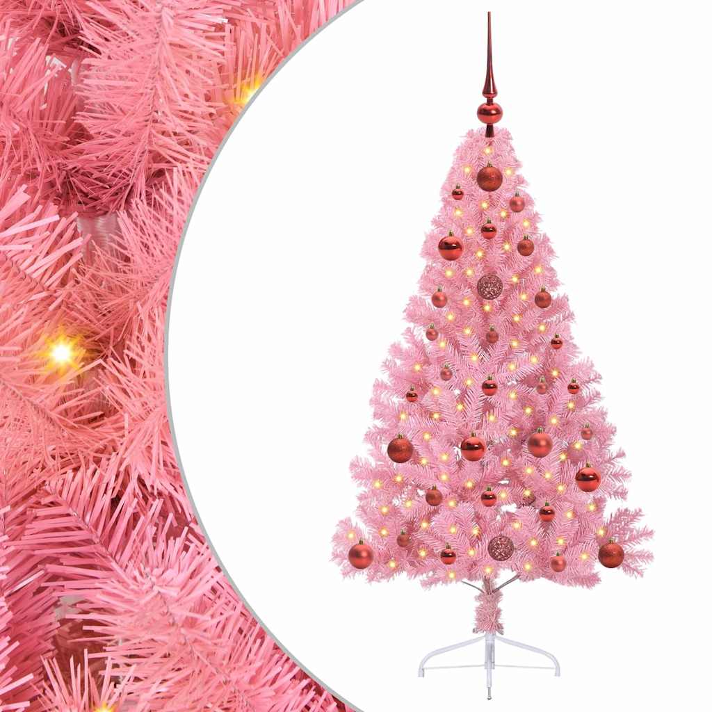 VidaXL albero di Natale artificiale preilluminato con 150 LED rosa 120 cm in PVC