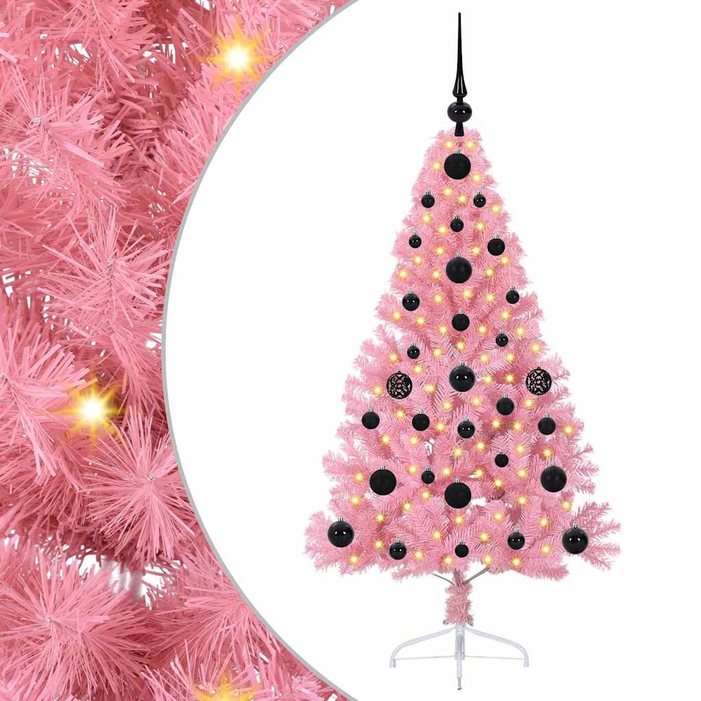 VidaXL albero di Natale artificiale preilluminato con 150 LED rosa 120 cm in PVC