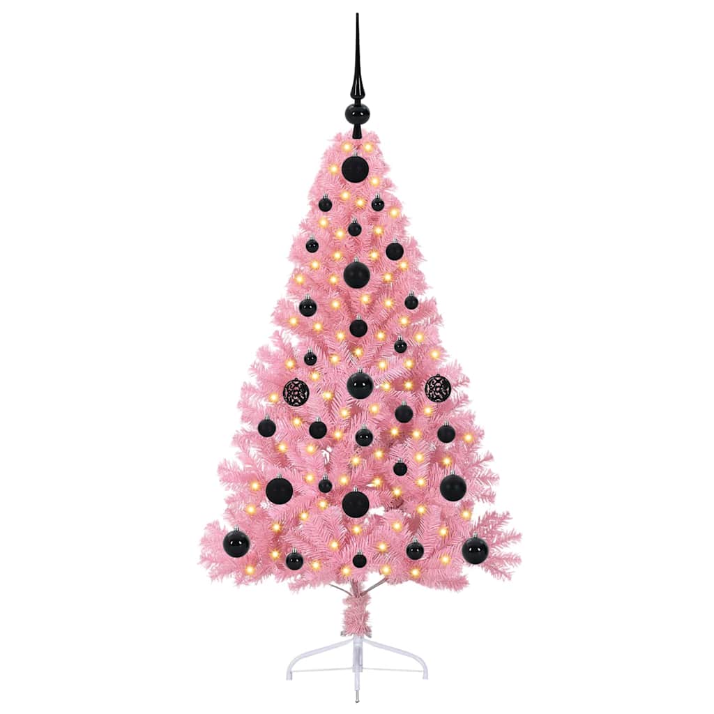 VidaXL albero di Natale artificiale preilluminato con 150 LED rosa 120 cm in PVC