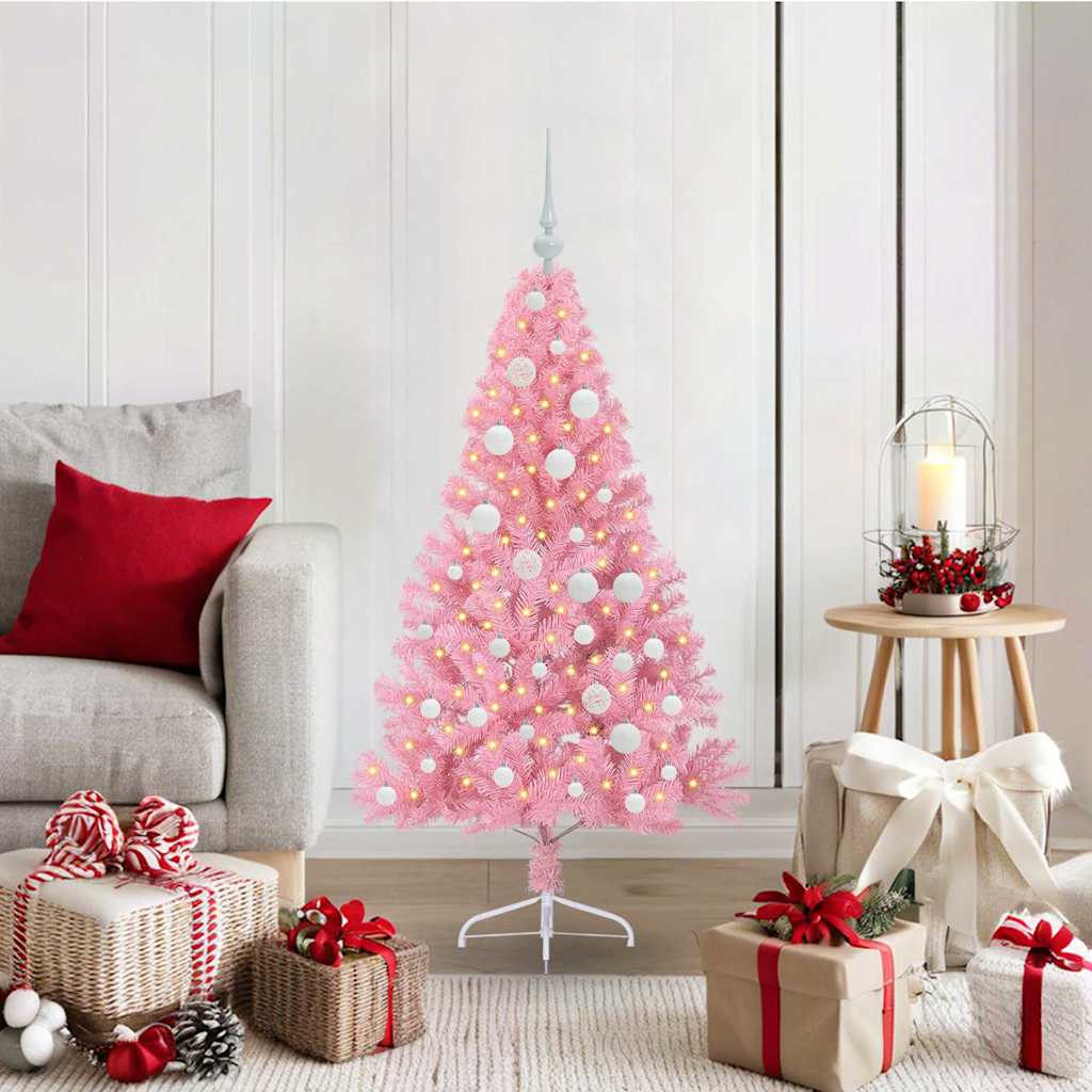 VidaXL albero di Natale artificiale preilluminato con 150 LED rosa 120 cm in PVC