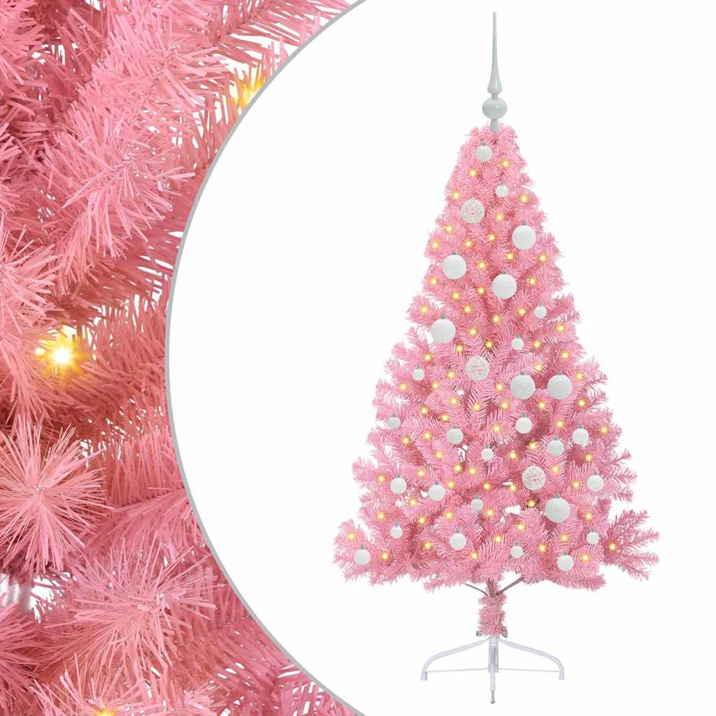 VidaXL albero di Natale artificiale preilluminato con 150 LED rosa 120 cm in PVC
