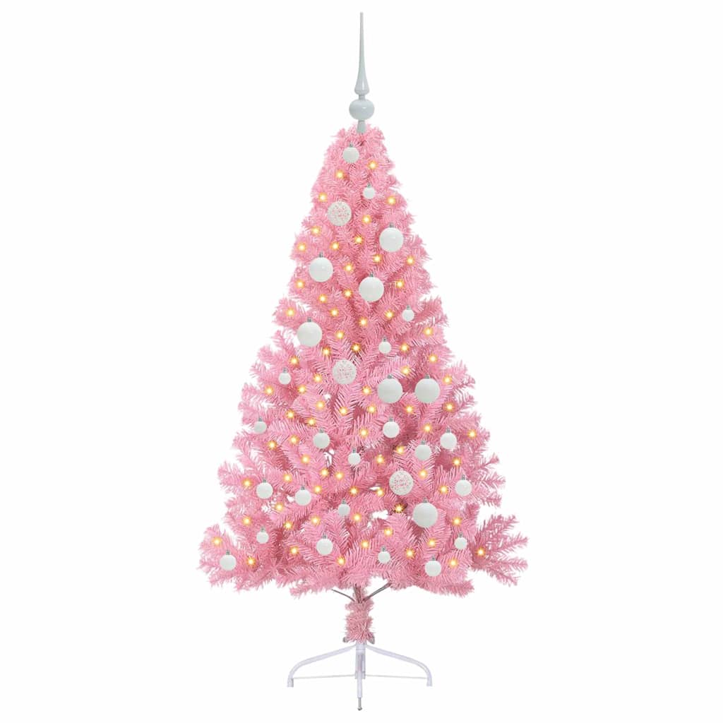 VidaXL albero di Natale artificiale preilluminato con 150 LED rosa 120 cm in PVC
