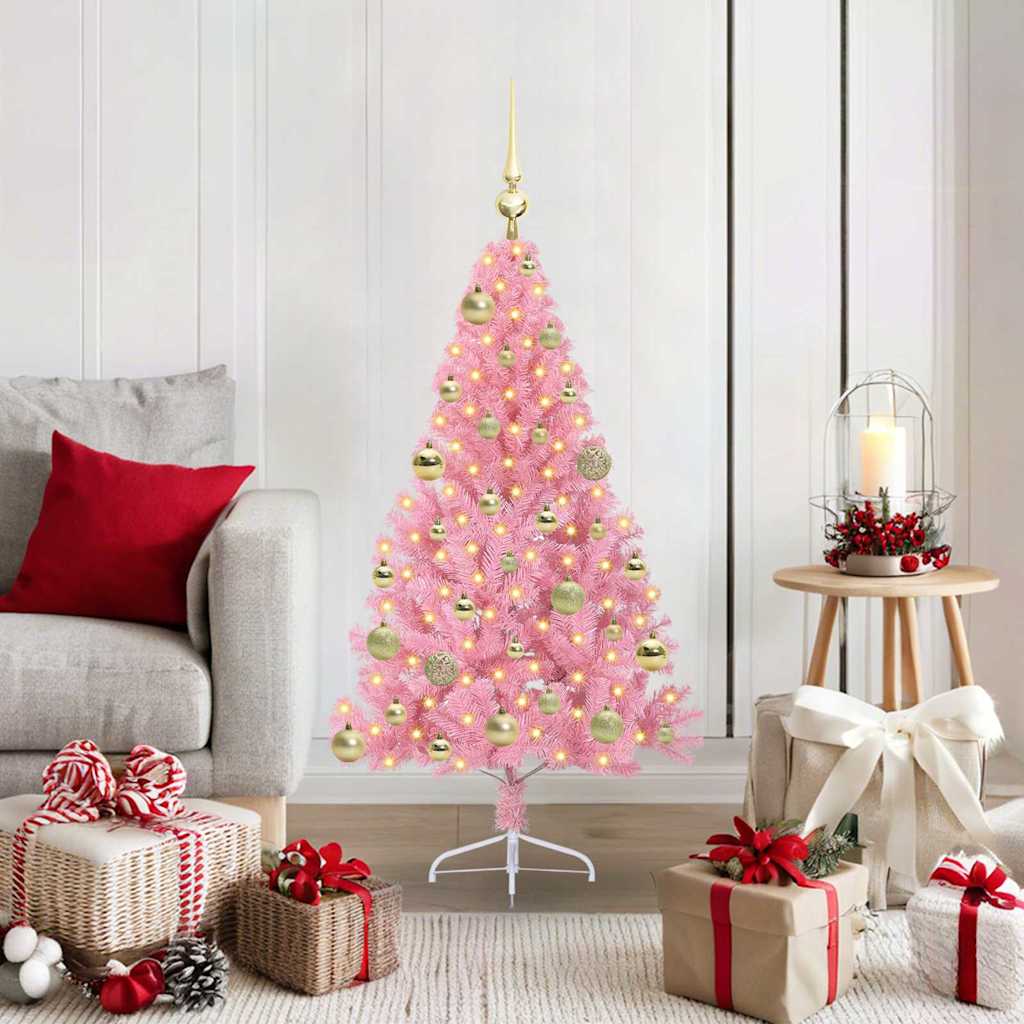 VidaXL albero di Natale artificiale preilluminato con 150 LED rosa 120 cm in PVC