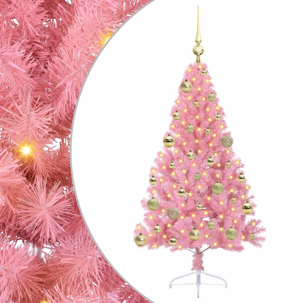 VidaXL albero di Natale artificiale preilluminato con 150 LED rosa 120 cm in PVC