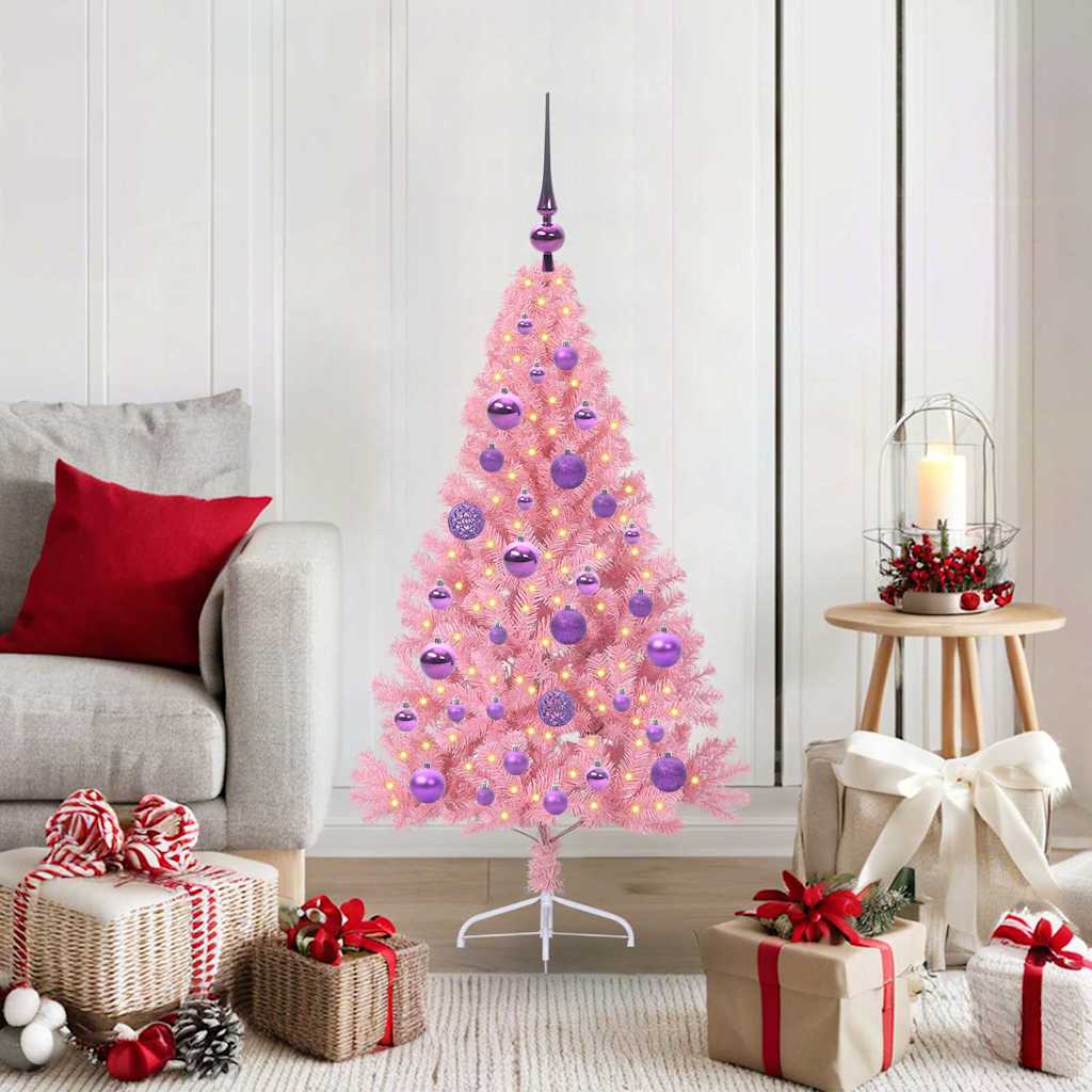VidaXL albero di Natale artificiale preilluminato con 150 LED rosa 120 cm in PVC