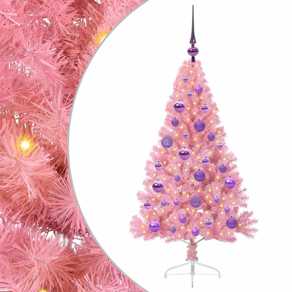 VidaXL albero di Natale artificiale preilluminato con 150 LED rosa 120 cm in PVC