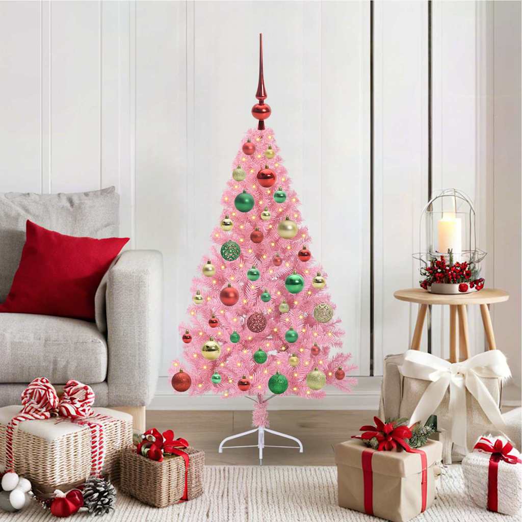 VidaXL albero di Natale artificiale preilluminato con 150 LED rosa 120 cm in PVC