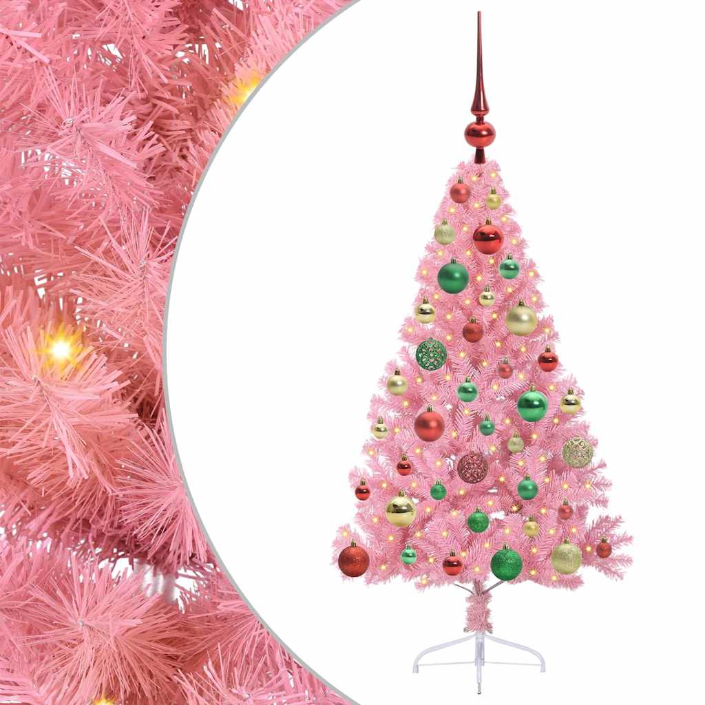 VidaXL albero di Natale artificiale preilluminato con 150 LED rosa 120 cm in PVC