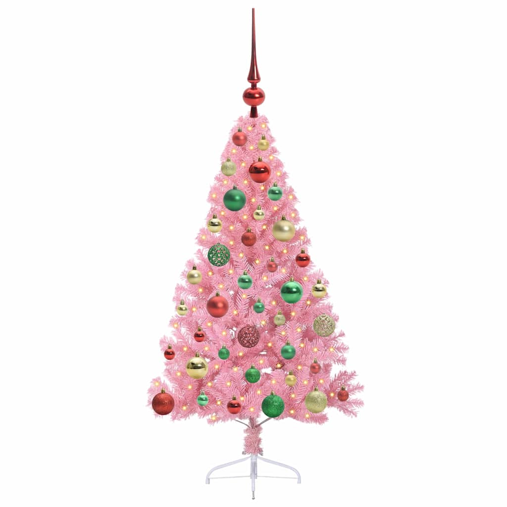 VidaXL albero di Natale artificiale preilluminato con 150 LED rosa 120 cm in PVC