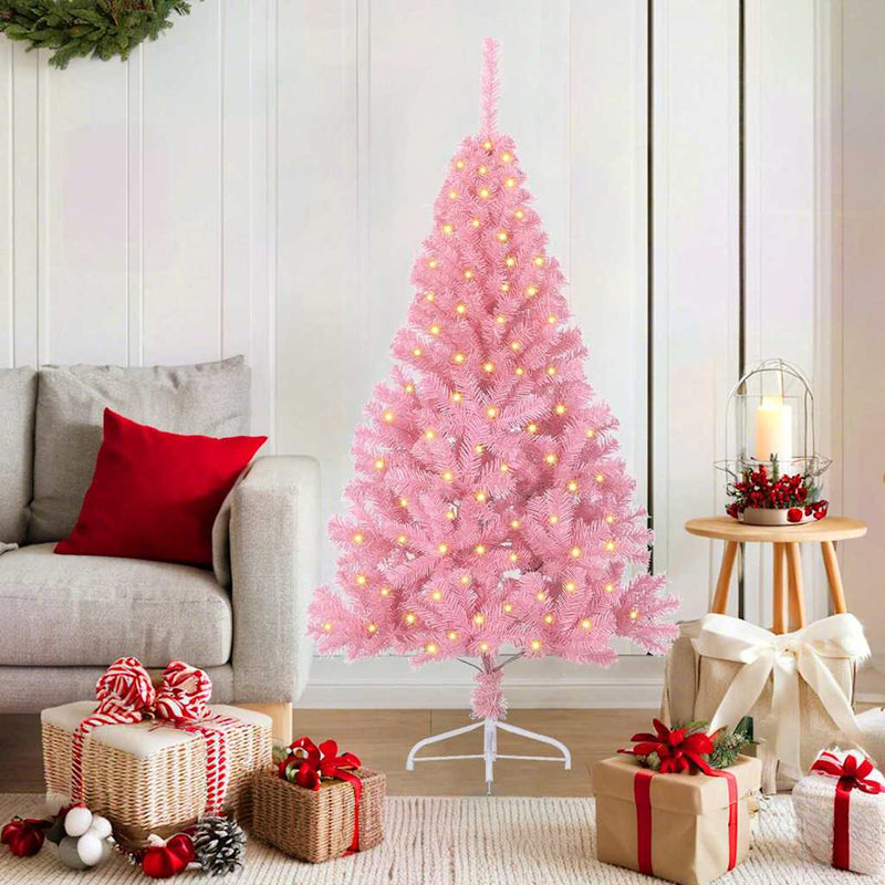 VidaXL Árbol de Navidad artificial preiluminado con 150 LED rosa 150 cm PVC