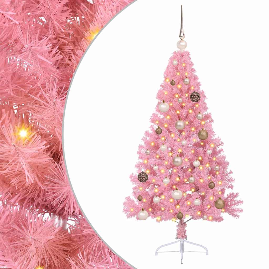 VidaXL Árbol de Navidad artificial preiluminado con 150 LED rosa 150 cm PVC