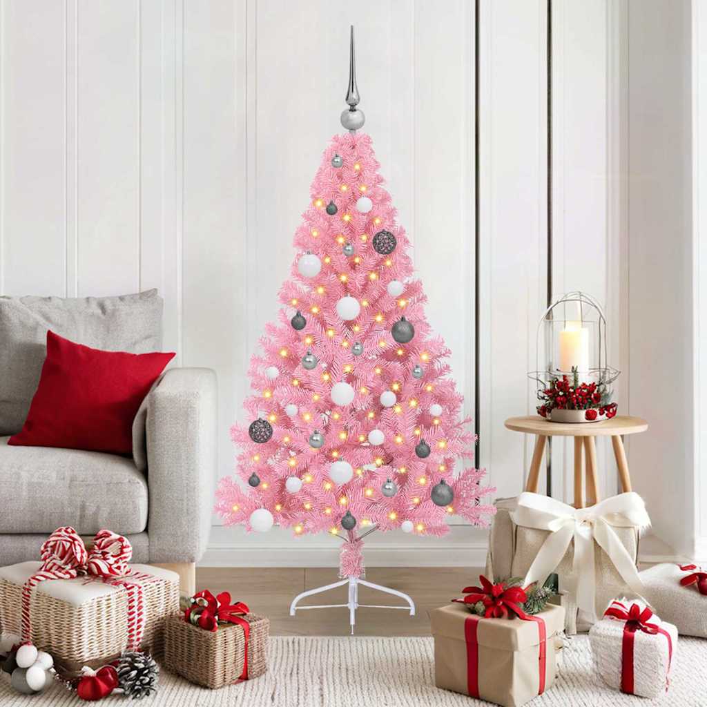 VidaXL albero di Natale artificiale preilluminato con 150 LED rosa 150 cm in PVC