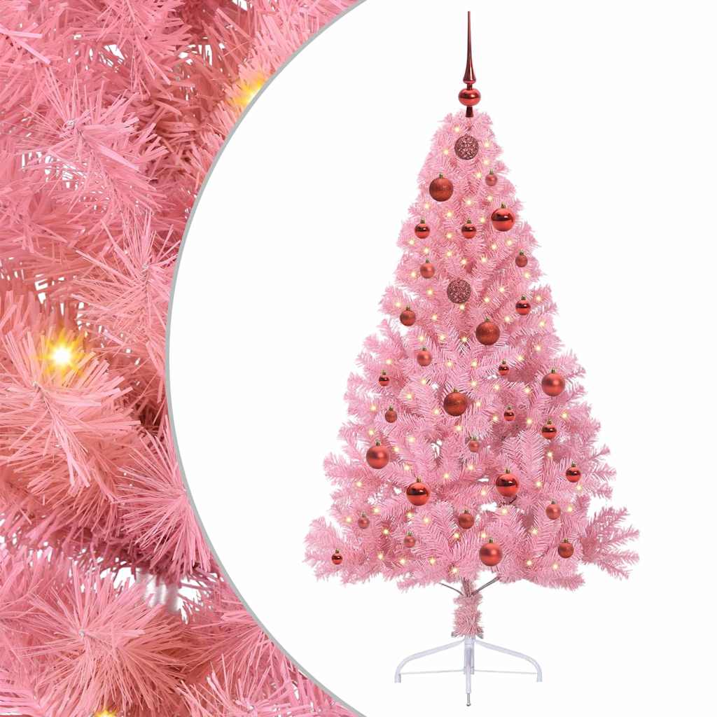 VidaXL albero di Natale artificiale preilluminato con 150 LED rosa 150 cm in PVC