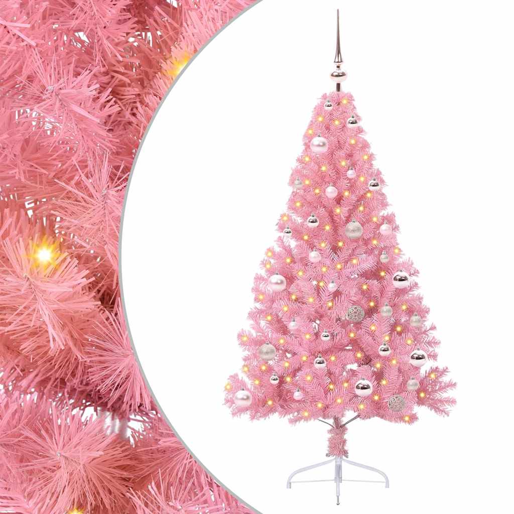 VidaXL albero di Natale artificiale preilluminato con 150 LED rosa 150 cm in PVC