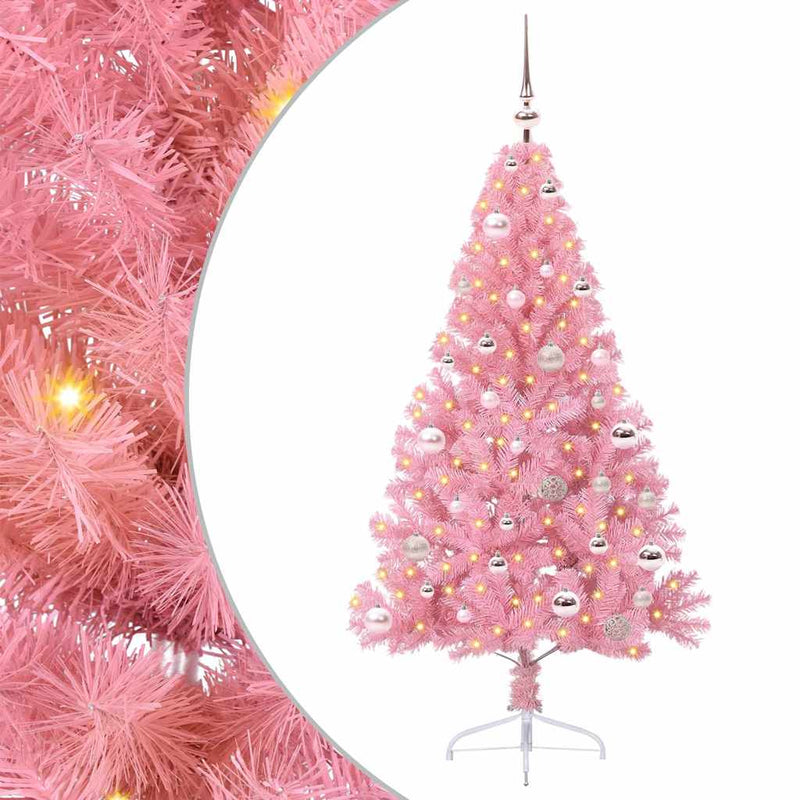 VidaXL Árbol de Navidad artificial preiluminado con 150 LED rosa 150 cm PVC