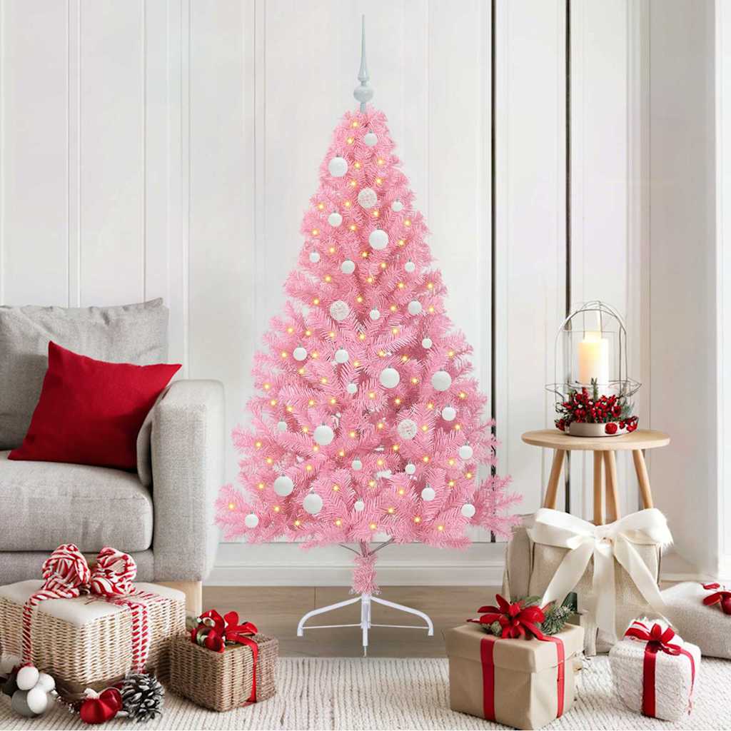 VidaXL albero di Natale artificiale preilluminato con 150 LED rosa 150 cm in PVC