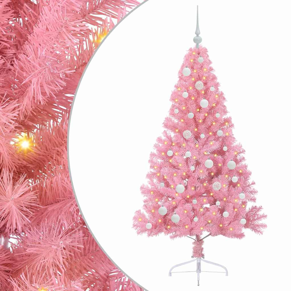 VidaXL albero di Natale artificiale preilluminato con 150 LED rosa 150 cm in PVC