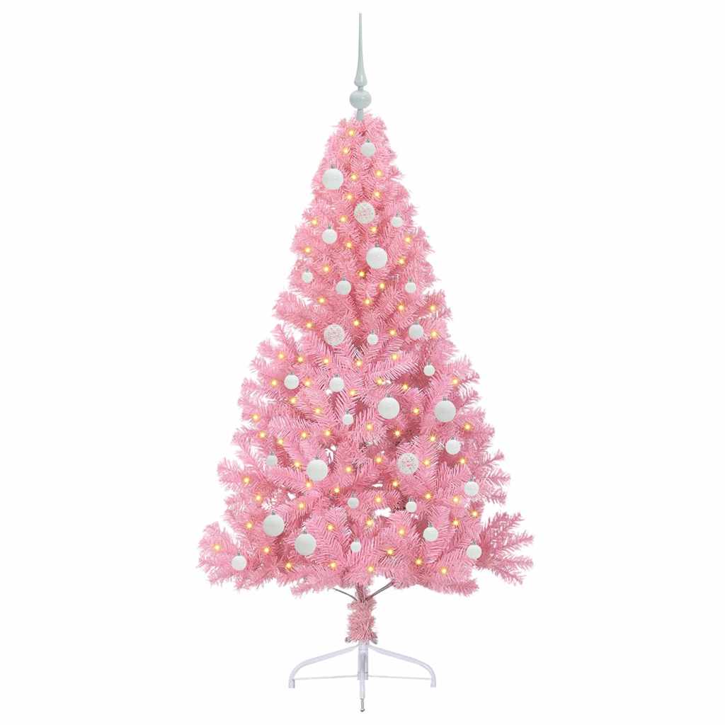 VidaXL albero di Natale artificiale preilluminato con 150 LED rosa 150 cm in PVC